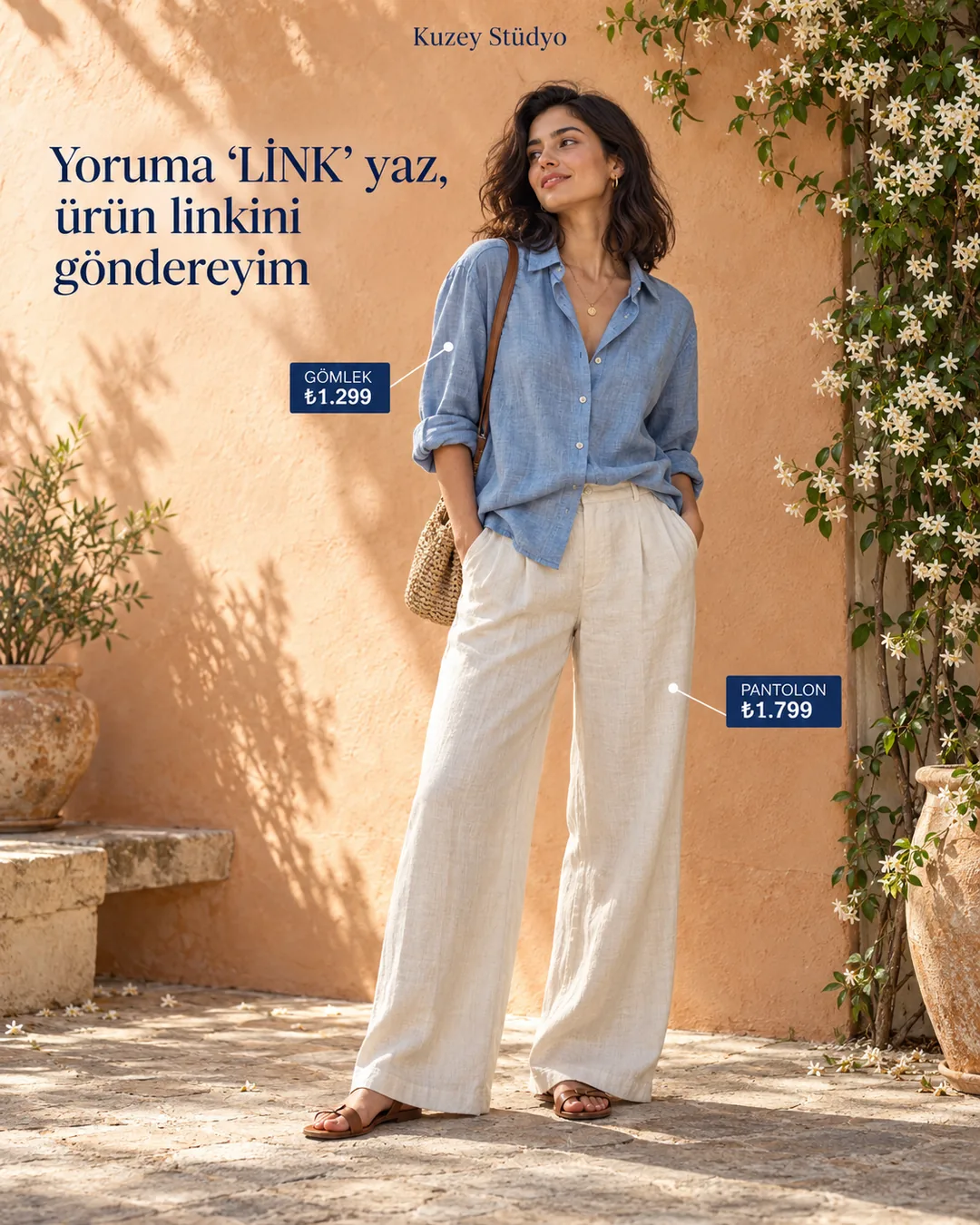Kuzey Stüdyo keten gömlek reklam görseli