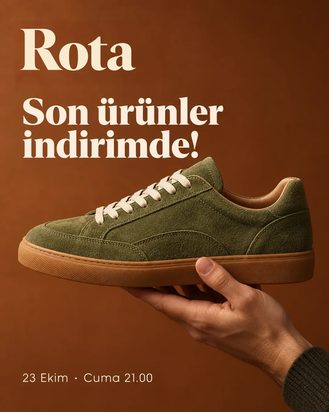 Rota süet spor ayakkabı reklam görseli